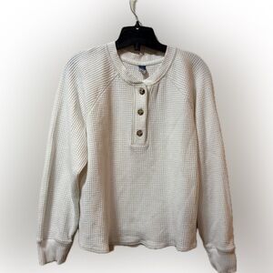 Old Navy Plush-Knit Waffle Henley – Large – Long Sleeve
